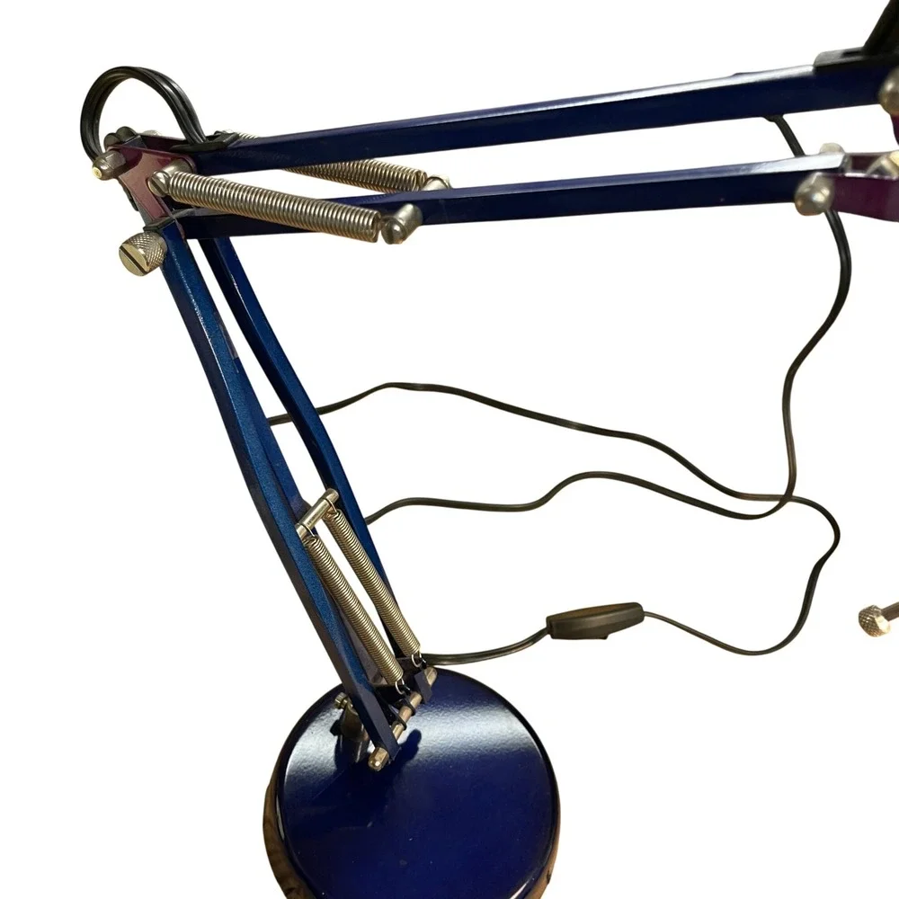 Vintage IKEA Forsa Cobalt Blue Swing Arm Desk Lamp Metal Architect Task Light